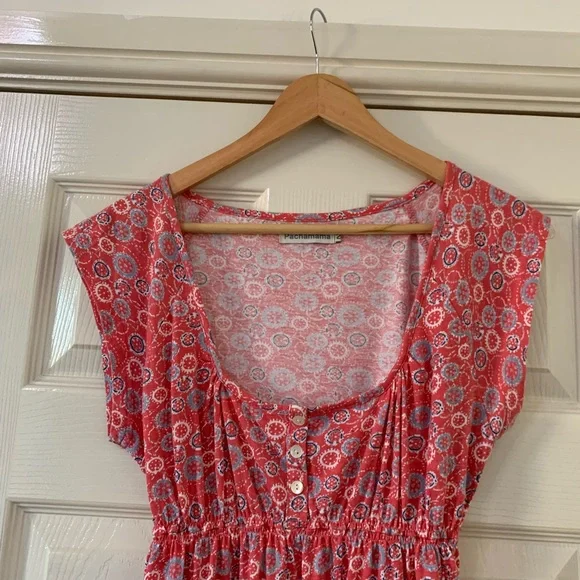 Pachamama Womens Top Size 2 Short Sleeve Tie Back UK 10 Summer Boho Holiday - Picture 4 of 8